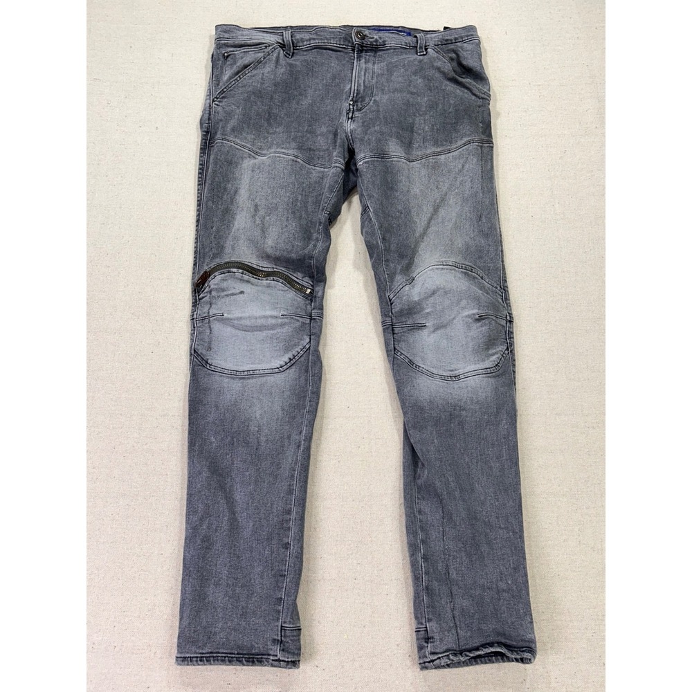 G-Star Raw 3D Zip Knee Skinny Jeans Men's 36x32 Faded Premium Italian Fabric